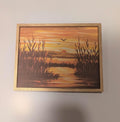 Miniature Sunset Marsh Print– Gold Framed Golden Hour Art (4" x 3")