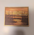 Miniature Sunset Marsh Print– Gold Framed Golden Hour Art (4" x 3")