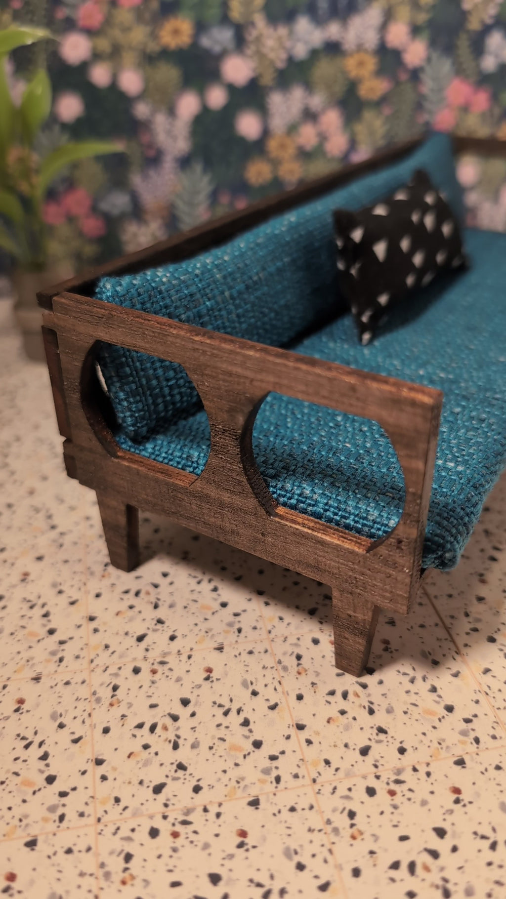 Mid-Century Modern Cutout Couch  (1:12 Scale miniature)